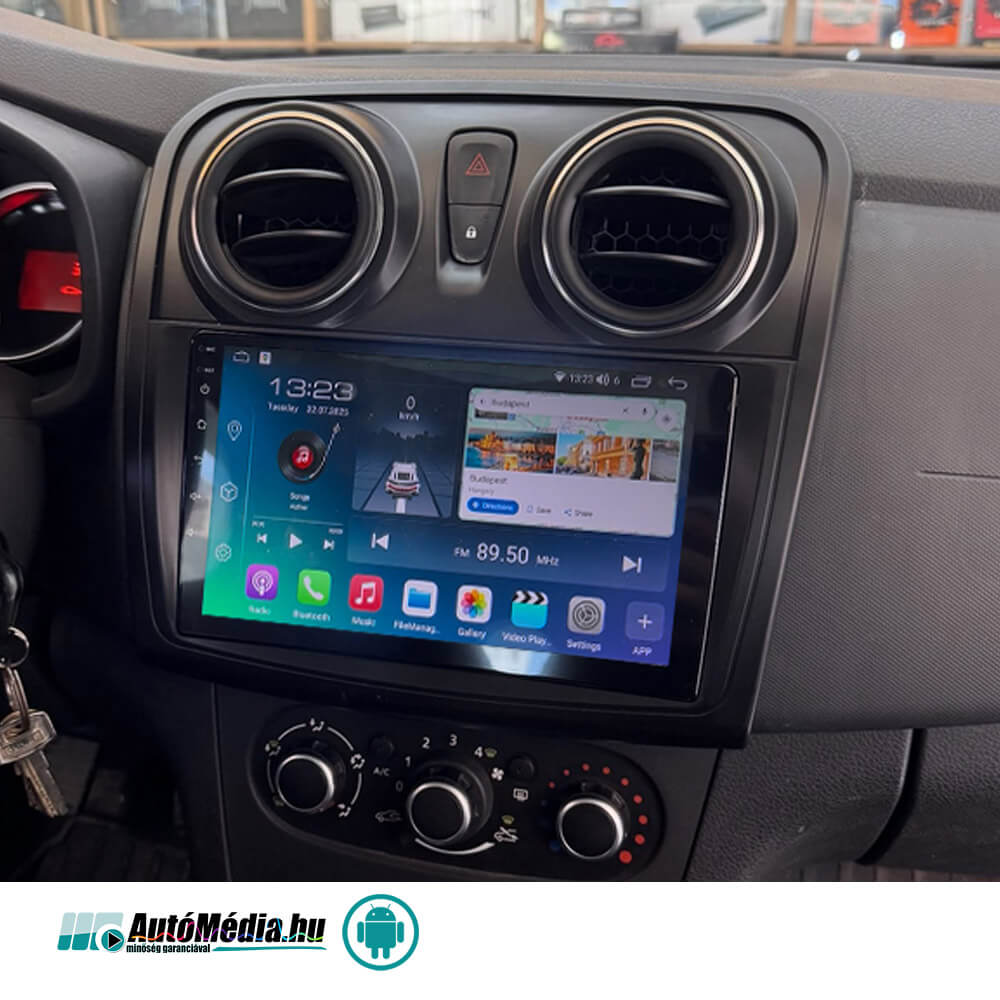 Dacia Sandero, Logan Gyári Megjelenésű ANDROID Multimédia (DACIA 2012-2025) Magyar nyelvű GPS Navigáció, Fejegység (4G SIM + CARPLAY) 2 ÉV Garancia - Image 2